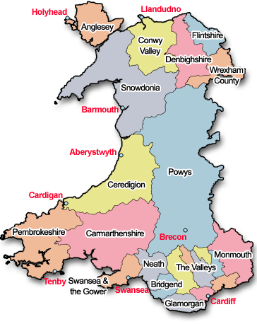 Map of Wales Map of Wales